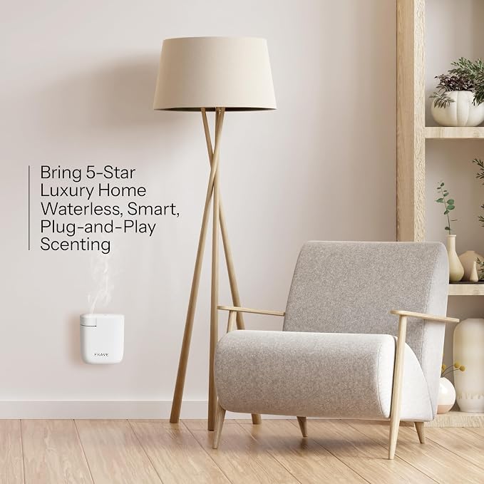 Air Lux Diffuser with Aroma Oil, Plug-in Waterless Essential Oil Diffuser, Smart Bluetooth App Control, Covers Up to 500 sq ft, 60ml Capacity, Cold Air Scent Technology, White