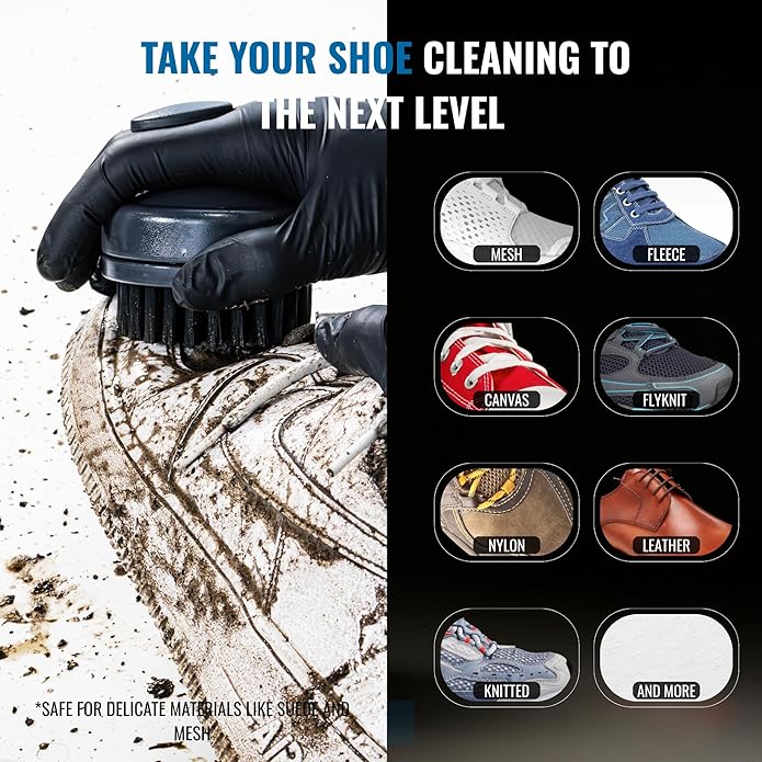 Shoe Cleaning Kit - 250ml Non-Toxic Shoe Cleaner - Suede Cleaner with 3 Shoe Cleaning Brush, 5 Wipes & Microfiber Cloth - Sneaker Cleaner Kit for Leather, Suede, Canvas, Mesh & Boots
