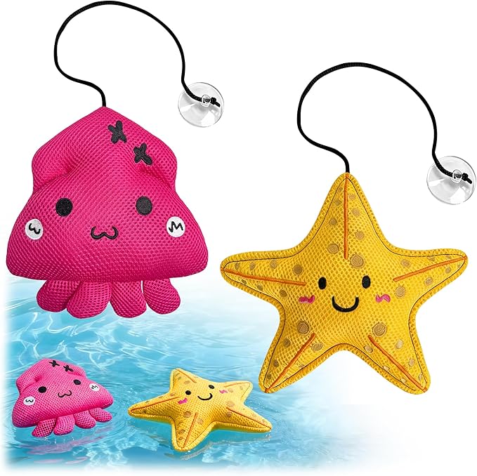 2 Pack Hot Tub Scum Absorber, Upgrade Reusable Starfish and Squid Hot Tub Absorber Accessories Sponge for Spa & Pool Cleaner, Hot Tub Oil Absorbing Keeps Water Clean