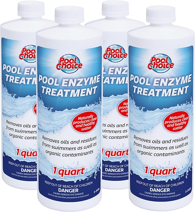 SpaChoice 1-Quart 4-Pack Premium Pool Enzyme Treatment, Pool Clarifier, Made in USA