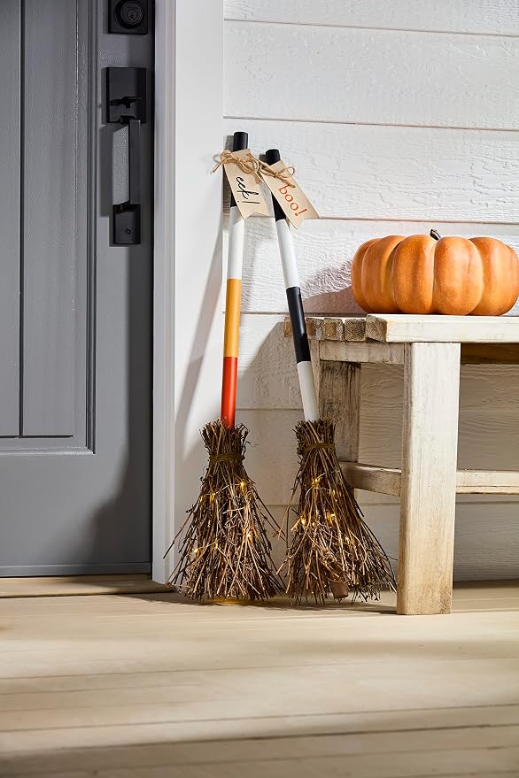 Mud Pie Light Up Broom Décor, Boo, 33"