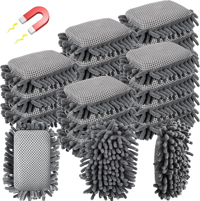 Sherr 18 Pcs Microfiber Shag Magnetic Dry Erase Erasers Washable Whiteboard Eraser Bulk Colorful White Board Eraser for Chalk Markers Home Office(Gray)