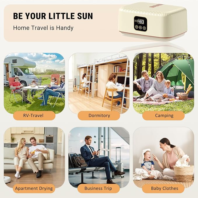 Portable Clothes Dryer, 8H Timer, w/Remote Control & Dry Bag, Mini Compact Foldable Fast Electric Dryer Machine for Laundry, Travel, Apartment, RV, Dorm, Quiet 45dB, Energy Save, 600W