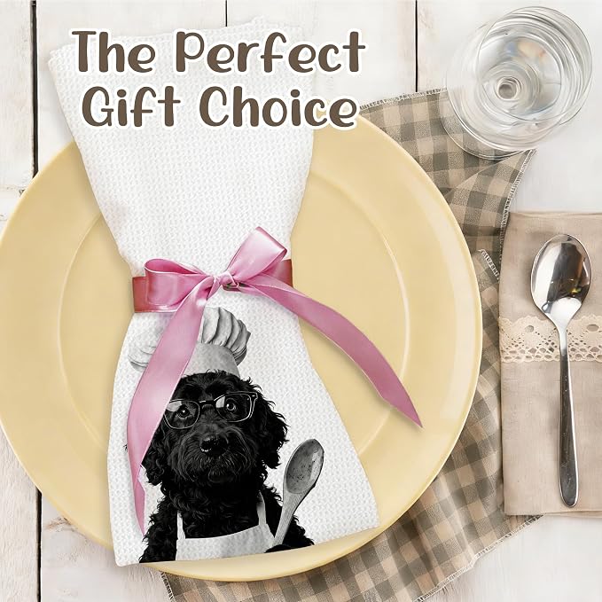 Funny Cockapoo Kitchen Towels Set of 2, Dog Kitchen Bar Accessories, Dog Chef Gifts for Women Decorative Hand Towels for Kitchen Decor, Cockapoo Lovers Dish Tea Towel, 16x24 Inch