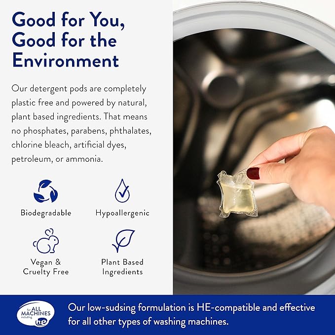 Clean People Laundry Detergent Pods & Fabric Softener Sheets - Plant-Based, Eco Friendly Laundry Detergent 96ct & Dryer Sheets 160ct (Fragrance Free)