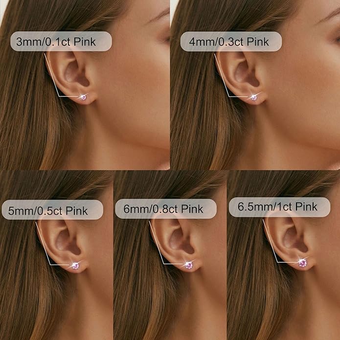 Moissanite Screw Back Earrings Studs - 0.2CT-4CT Moissanite Earrings for Women 925 Sterling Silver Piercing Real Colorful Moissan Hypoallergenic Jewelry Ear Stud Gifts