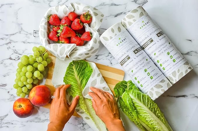 Ecozoi Bamboo Rayon Reusable Towels - 4 Pack | Equivalent to 80 Regular Rolls | 70% Rayon from Bamboo and 30% Cotton Kitchen Paper Rolls | 50 Times More Usage than Regular Paper Rolls