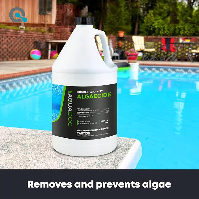 AquaDoc Copper Pool Algaecide for Swimming Pools - 64 oz - 90 Day Algaecide for Inground & Above Ground Pools - Non-Foaming, Non-Staining Formula, Reduces Chlorine Demand