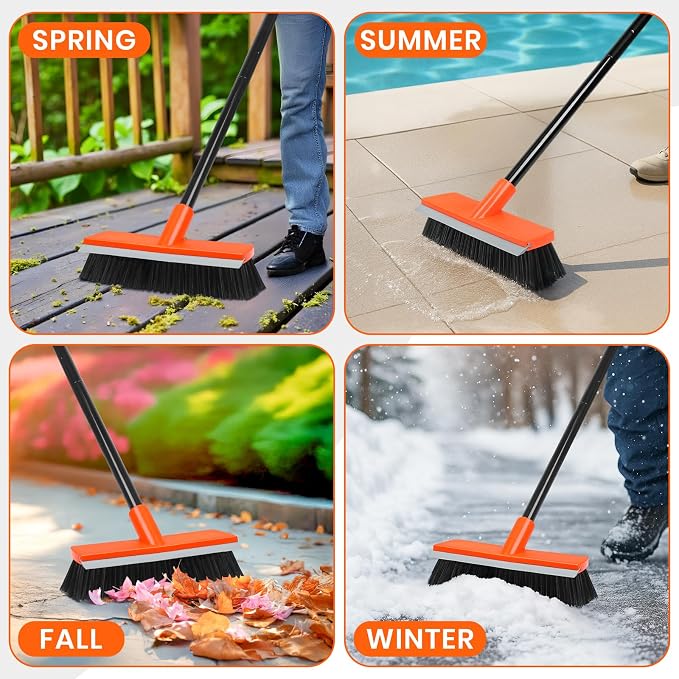 24 inches Push Broom and Small Deck Brush for Outdoor Floor Cleaning