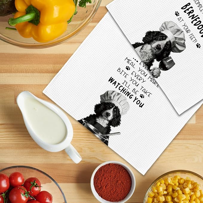Funny Bernedoodle Dog Kitchen Towels 16x24 Inch Set of 2 | Bernedoodle Gifts for Owners Dish Tea Towels for Kitchen, Dog Lover Mom Dad Owner Gifts Decorative Hand Towel