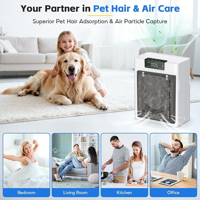 2-pack PP02 Replacement Filter, Compatible with oneisall PP02 Pet Air Purifier, Double-Sided HEPA Filter with Washable Pre-Filters for Pet Hair, Dander, Odor, Pet Care