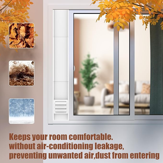 BJADE'S Dryer Vent Window Kit for 4" Dryer Vent Hose with Outdoor Dryer Vent Cover,Window Seal Plates Kit for Sliding and Hung Windows.Adjustable Length Panels Up to 63 Inches.