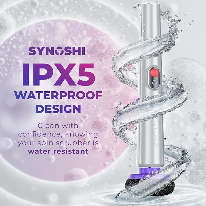 Synoshi PRO Electric Spin Scrubber & Steel Brush Heads (2 Units) Perfect for Grills, Ovens. Power Scrubber for Intensive Cleaning