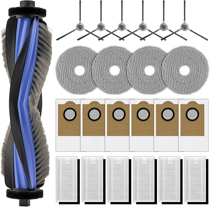 (23 Pack) M3 Replacement Parts Compatible with Lefant M3 Robot Vacuum Cleaner, 1 Roller Brush, 6 Side Brushes, 6 Dust Bags, 6 HEPA Filters with Foam Filters, 4 Mop Pads, Accessories Kit