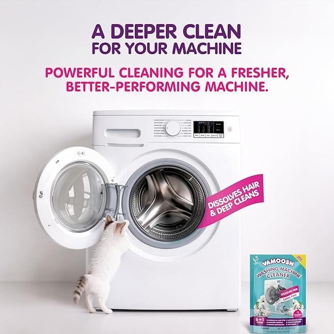 Vamoosh 6-in-1 Washing Machine Cleaner with Hair Dissolving Formula | Cotton Fresh Scent | Removes Limescale | Prevents Blockage | Eliminates Odor | Descales | 150g (Pack of 3)