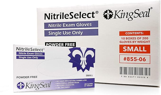 KingSeal NitrileSelect Exam Gloves, Medical Grade, Powder Free, 3 MIL Thickness, Violet Blue, Chemo Drug & Fentanyl Tested