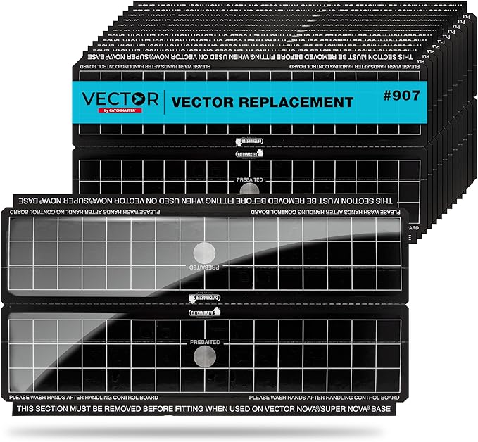 Catchmaster Vector Discreet Black Glue Trap Refills, 12-Pk, UV Light Fly Traps for Home, Unscented Sticky Gnat Glue Boards for House, UV Lamp Insect & Mosquito Killer, Adhesive Bug Light Boards