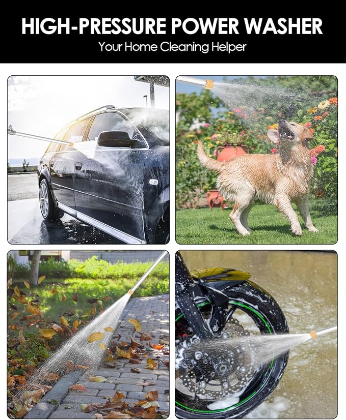 Jet Nozzle for Garden Hose 2-in-1 Jet Nozzle High Pressure Hose Nozzle with 2 Different Nozzles and Hose Quick Connectors for Car Pet Garden Cleaning