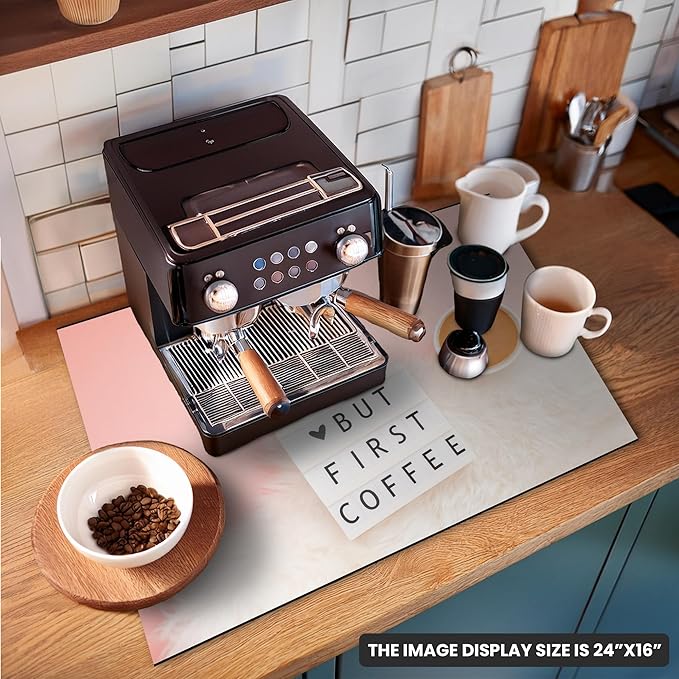 Coffee Mat Super Absorbent – 24" x 16" Dish Drying Mat for Kitchen Counter-Fit Under Coffee Maker Espresso Machine Dish Rack (Morning Brew)