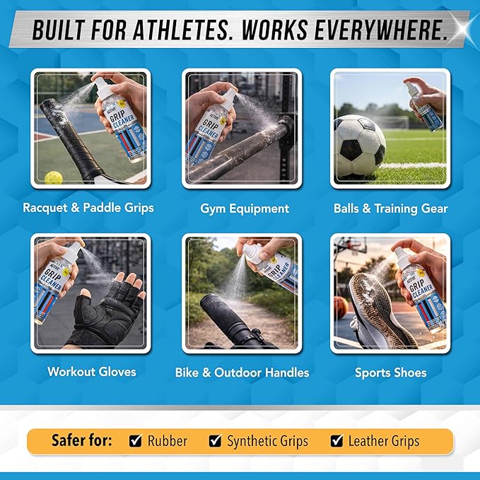 ACTIVE Grip Cleaner & Restore Spray - 2-in-1 Grip Spray for Basketball Shoes, Golf Club Cleaner, Pickleball Paddle Reset, Football Glove Boost, Volleyball Shoe Traction, Remove Oil, Dirt & Sweat - 4oz