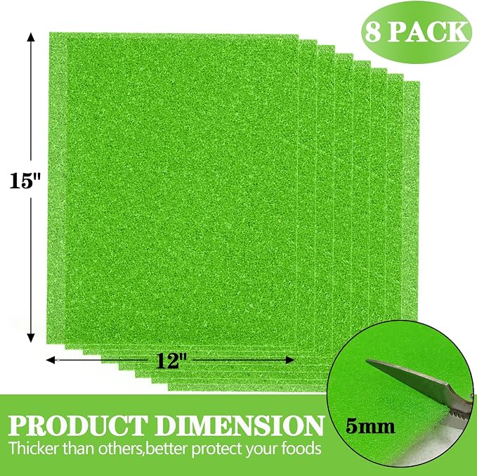 8 Pcs Refrigerator Drawer Liners for Fruit and Vegetables Fresher Life Extender,Refrigerator Organizers and Storage, Fridge Shelf Liners(12"x15")