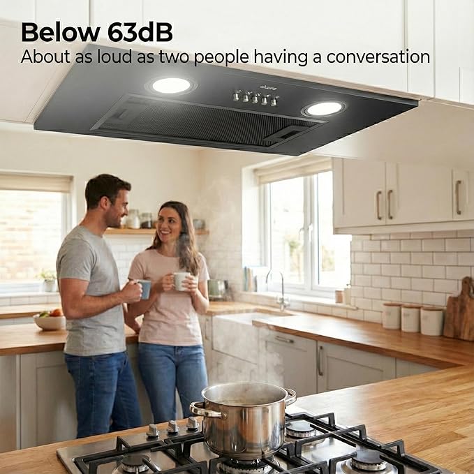 CIARRA Insert Range Hood 20 inch 650 CFM Kitchen Stove Vent Hood with LED Light, 3 Speed Exhaust Fan, Push Button, Black, CAB52913E-N