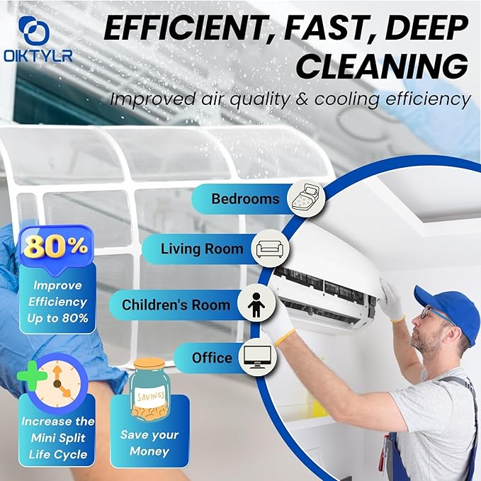 Oiktylr 18Pcs Mini Split Cleaning Kit Bag with 2L Pressure Sprayer, PVC AC Cleaning Cover, Waterproof Air Conditioner Cleaning Bib, HVAC Minisplit Cleaning Kit with Storage Bag (Large)