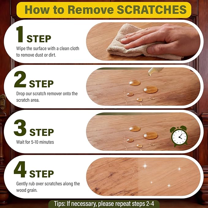 Wood Furniture & Floor Scratch Remover Repair Kit,12 PCS Professional Hardwood Furniture Cleaner Restore Care Set - Eraser Scratch, Covers Nicks, Scuffs & Dogs, Cats Scratches, Marks & Minor Defects
