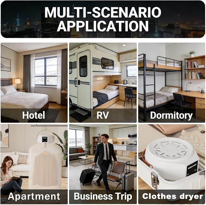 Portable Clothes Dryer, 600W Compact Foldable Mini Dryer Machine with Adjustable Timer, Quiet Fast-Drying Electric Travel Clothes Dryer for RV, Apartment, Home, Hotel Room