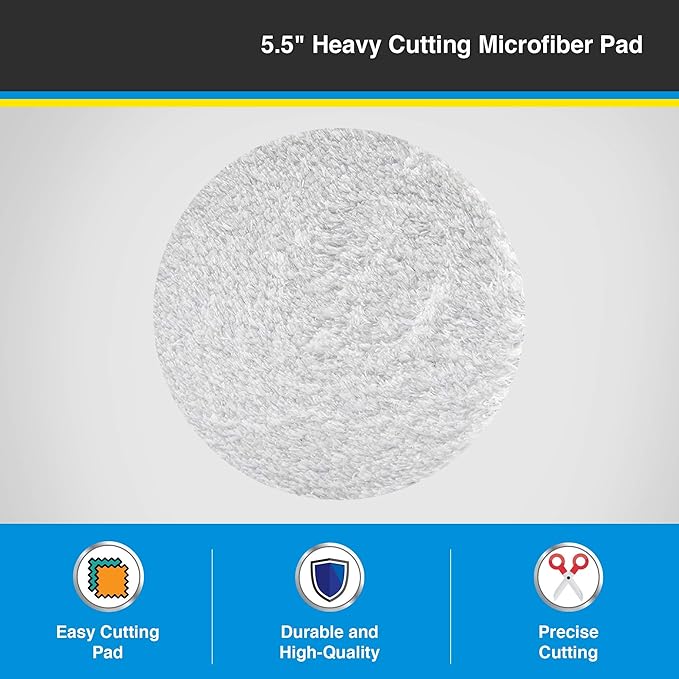 5.25" Microfiber Cutting pad (Pack of 2) - Great for deep Scratches Removal, Heavy Swirl Marks and defect Repair. Fits 5" Backing Plate
