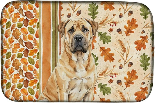 Caroline's Treasures Fawn Boerboel Heirloom Fall Dish Drying Mat Absorbent Dish Drying Mat Pad for Kitchen Counter Dish Drainer Mat for Countertop, 14 x 21", Multicolor