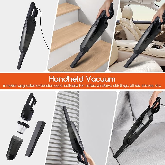 REECOO Lightweight Vacuum Cleaners for Home, Unique Vacuum and Mop Combo - 3 Dust Filters/Microfiber Pads, Corded Stick Vacuums & Electric Brooms - 600W 25Kpa Suction for Kitchen, Bedroom, Living Room