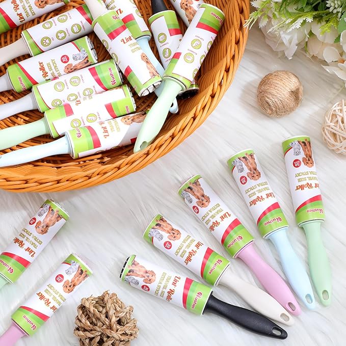 Hushee Mini Lint Roller for Travel Small Lint Removers for Pet Hair and Clothes Travel Size Removers Sticky Removing Tool for Travel, Gift Bags, Furniture, Car Seat (48 Pcs)