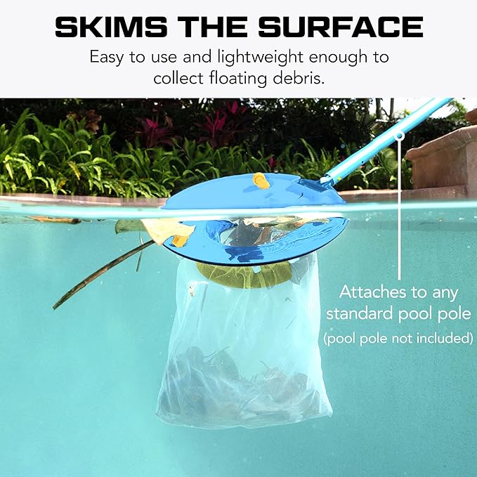 POOL BLASTER Leaf Vac Cordless Hoseless Pool Leaf Vacuum & Skimmer, Battery-Powered Swimming Pool Leaf Catcher with Heavy Duty Mesh Bag, for Inground and Above Ground Pools, by Water Tech