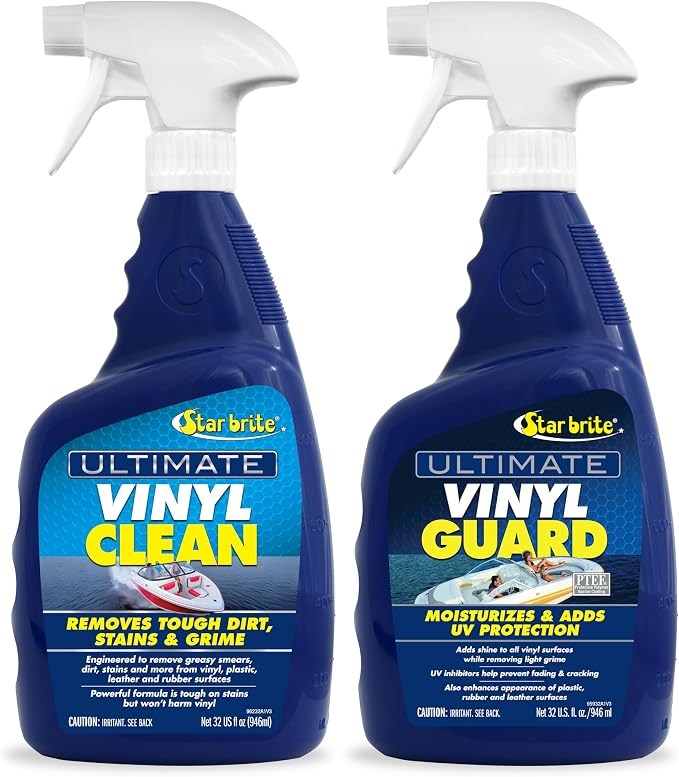 STAR BRITE Ultimate Vinyl Clean Spray + Ultimate Vinyl Guard - Multi-Surface Cleaner & Protectant for Auto, RV, Home & Boat Upholstery - Clean & Protect Vinyl, Rubber, Leather, Plastic