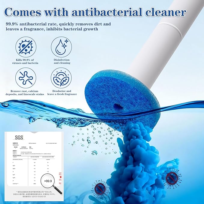 Pack of 40 disposable toilet brush refills, designed exclusively for automatic pop-up toilet brushes. Toilet brush refills (Ocean Scent). Not compatible with electric toilet brushes. (40 blue refills)