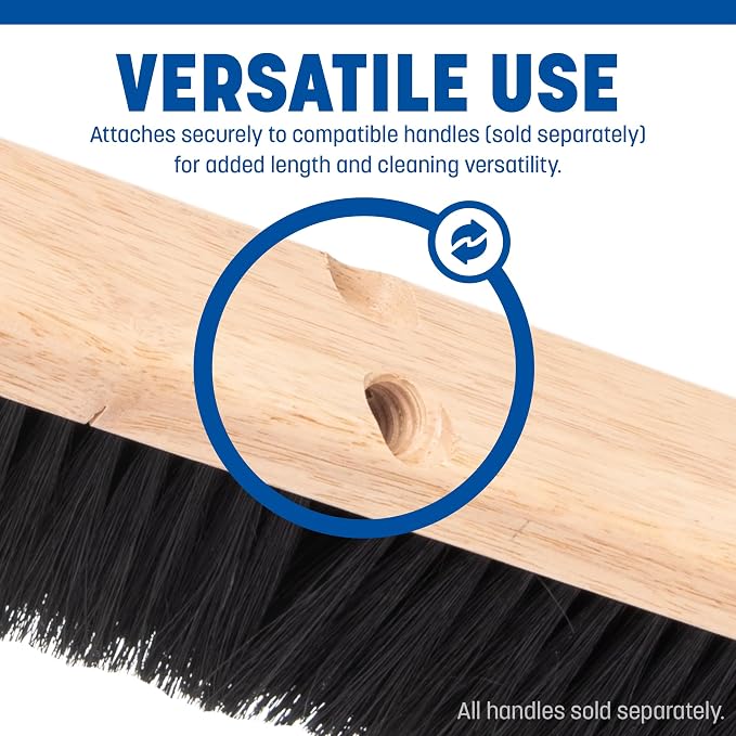 SPARTA Flo-Pac Floor Sweep with Natural Tampico Bristles, Heavy Duty Broom Head for Indoor and Outdoor Use on Rough Surfaces, 36" Long, Black