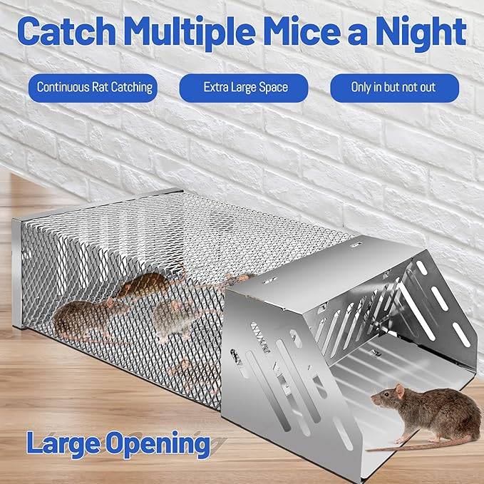 Humane Rat Trap, Automatic Cycle Mouse Trap, No Kill Live Mouse Catch, Mice Trap Cage for Indoor and Outdoor Small Animal - Mouse Voles Hamsters Live Cage Catch and Release (Rat Trap B)