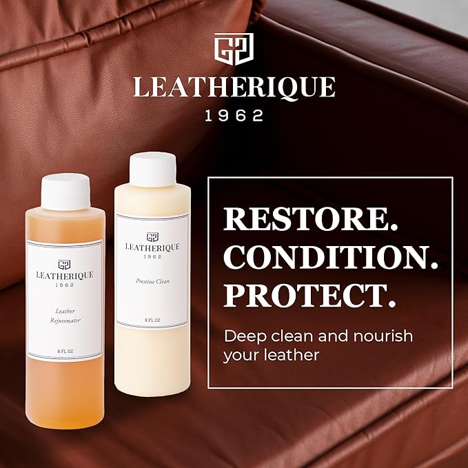 Leatherique Leather Care & Preservation Set - 32 oz | Leatherique Rejuvenator Oil & Prestine Clean 2-Step System | Softens, Conditions & Preserves Leather | Perfect for Cars, Furniture, Saddles & More