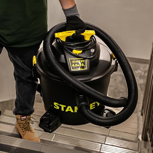STANLEY Wet/Dry Vacuum SL18191P, 10 Gallon 4 Horsepower 16 FT Clean Range Shop, Ideal for Home/Garage/Laundry Rooms with Attachments, Strong Suction Large Capacity Multiple Accessories