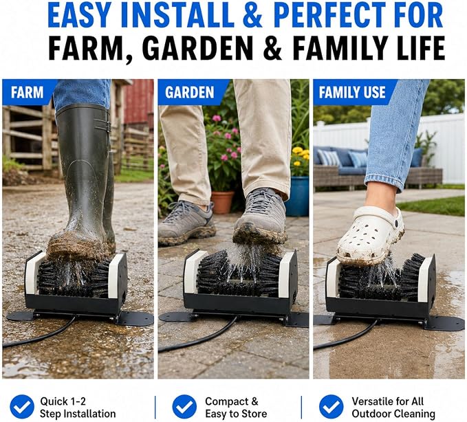 Water Spray Assist Base for JobSite Outdoor Shoe Scraper | Heavy Duty Shoe Scraper Cleaner Brush Accessory, Deep Cleans Mud & Dirt, Ideal for Garden,Farm & Home Use(Brush Not Included)