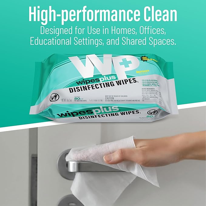 WIPESPLUS Countertop Wipes Table Wipes, Wet Wipes, 960 Count, (12 Packs of 80)