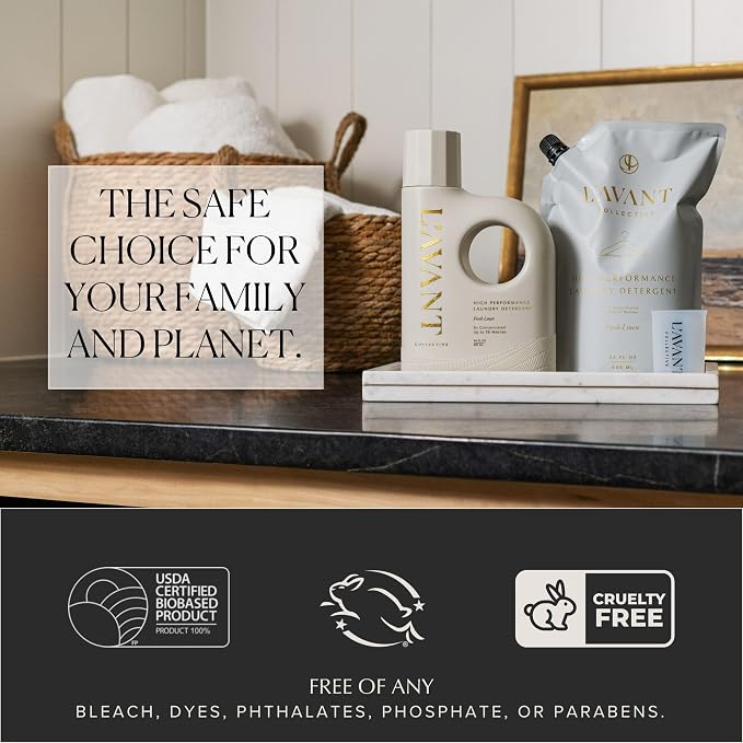 L’AVANT Collective | Laundry Detergent Refill - Fresh Linen Scent | Natural, Concentrated Soap for Sensitive Skin, Stain Remover, Baby Clothes, Luxury Care for Delicates, Everyday Loads, and Fabrics