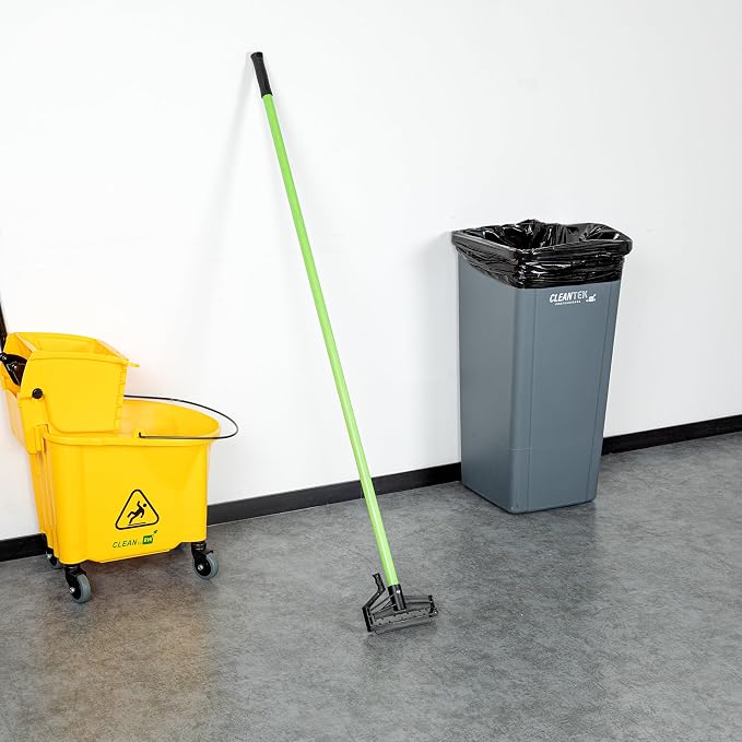 Restaurantware Fiberglass Mop Handle - 60 Inches - Durable Quick Release Handle With Ergonomic Grip - Heavy-Duty Plastic Green Handle For Commercial Cleaning