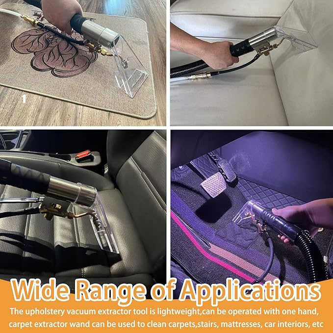 Extractors Upholstery and Auto Detailing Tool Hand Wand, Extractor Hand Tool, Carpet Cleaning Extractor with Clear Head for Mytee/ShopVac & Most Portable Carpet Attachment, Extractor Vacuum Hose Kit