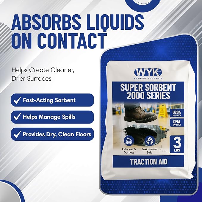 WYK 12 Pack Safety Sorbent 500 Series – Industrial Oil Absorbent Granules & Traction Agent for Spills, Leaks & Safety Maintenance – Fast-Acting Multi-Purpose Spill Absorber (1 Quart Boxes)
