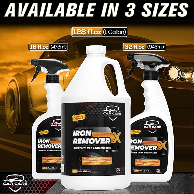 Car Care Iron Remover X, Car Detailing Iron Rust Remover-Wheel, Paint, Ceramic-Cleaner-Car Cleaner Exterior Care Products, Colorless Rim Cleaner, Decal Remover-Use before Clay Bar (32 Fl Oz Spray)