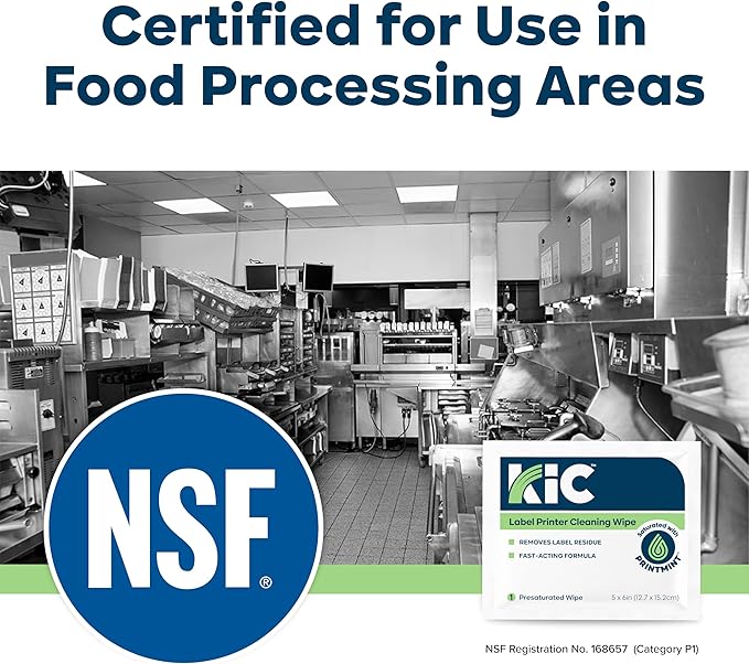KICTeam - Label Printer Cleaning Wipes (100 Wipes) - NSF Certified - For Cleaning Printer Printhead, Platen Rollers & Cutter - Saturated with Fast-Acting Formula, PrintMint™