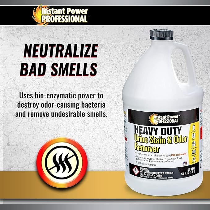 Instant Power Heavy Duty Urine Stain and Odor Remover, Stain and Smell Remover, 128 Fl. Oz 4 Pack