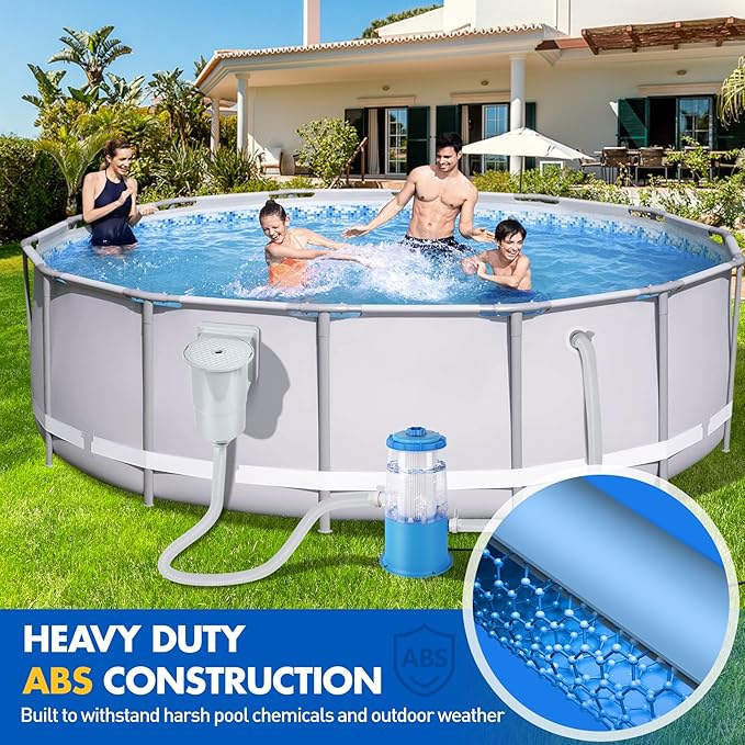 DeeprClean Through Wall Skimmer for Above Ground Pool, Heavy Duty Wall Mount Pool Skimmer Kit, Universally Fits All Standard Pool Wall Openings, In Wall Pool Surface Skimmer for Above ground Pool-Gray